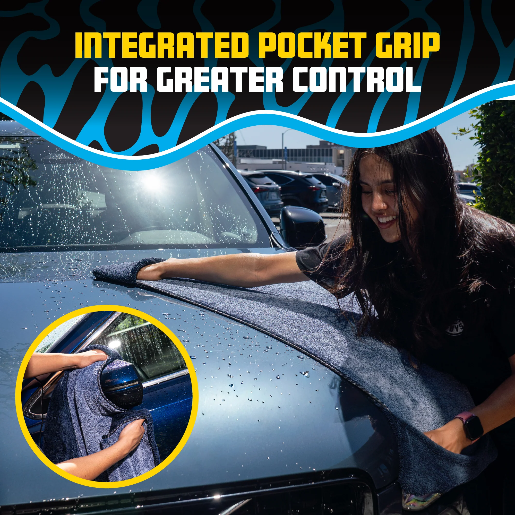 Alternative view of Megalodon Pocket Grip Twisted Loop Microfiber Drying Towel